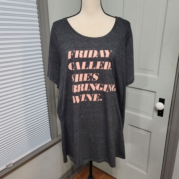 TORRID Friday Called Charcoal Grey Crew Tee - Picture 2 of 8